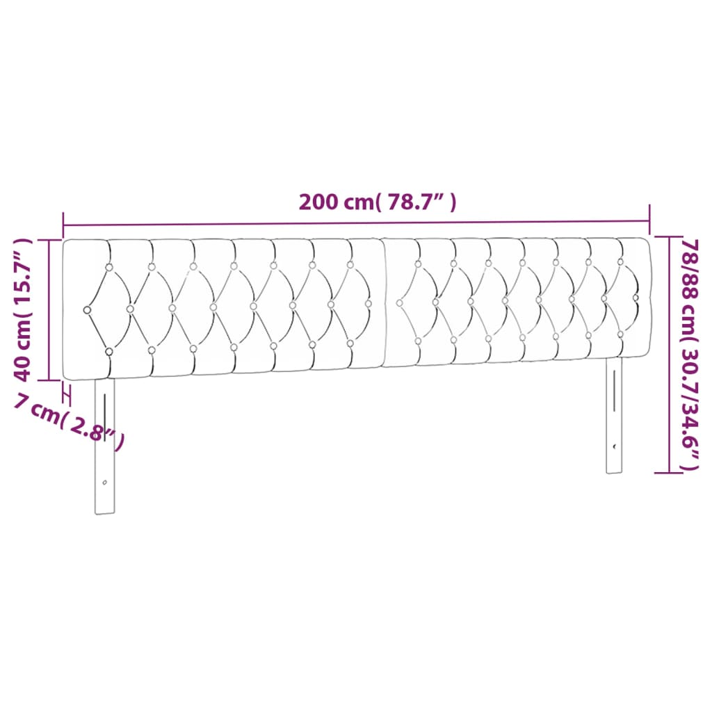 Testiera a LED Marrone Scuro 200x7x78/88 cm in Tessuto 3121973