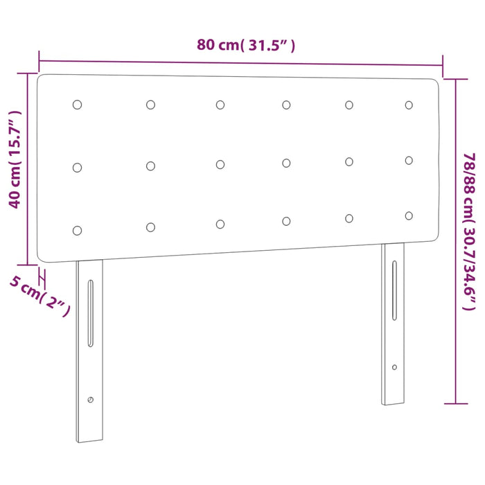 Testiera a LED Nera 80x5x78/88 cm in Tessuto cod mxl 47578