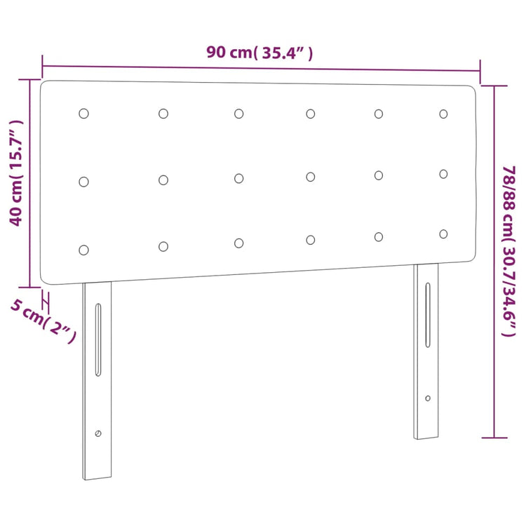 Testiera a LED Marrone Scuro 90x5x78/88 cm in Tessuto cod mxl 47584