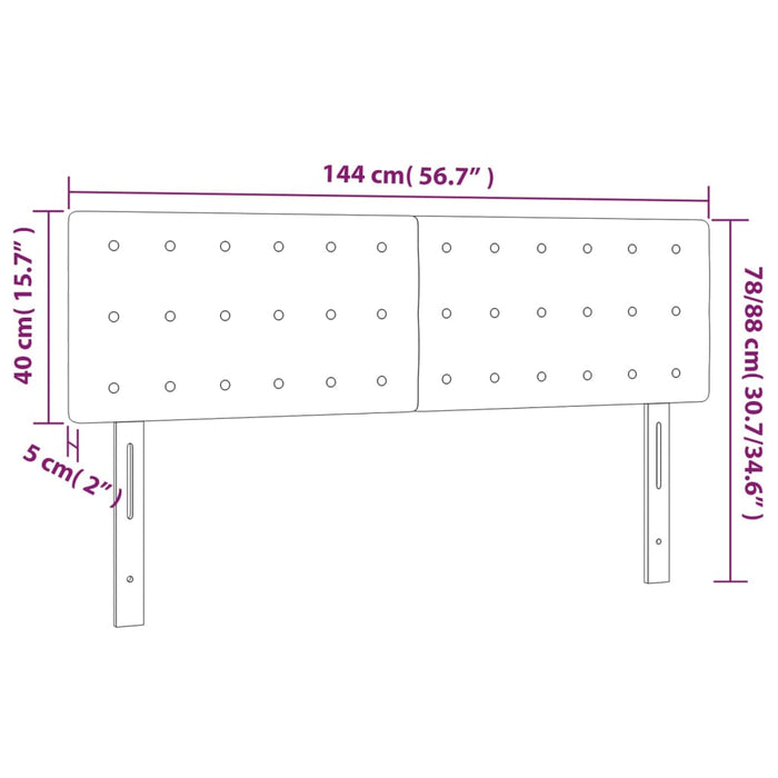 Testiera a LED Marrone Scuro 144x5x78/88 cm in Tessuto 3122047