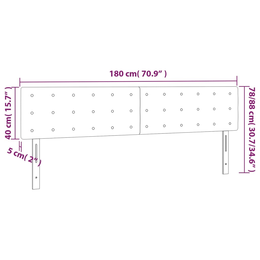 Testiera a LED Nera 180x5x78/88 cm in Tessuto 3122062