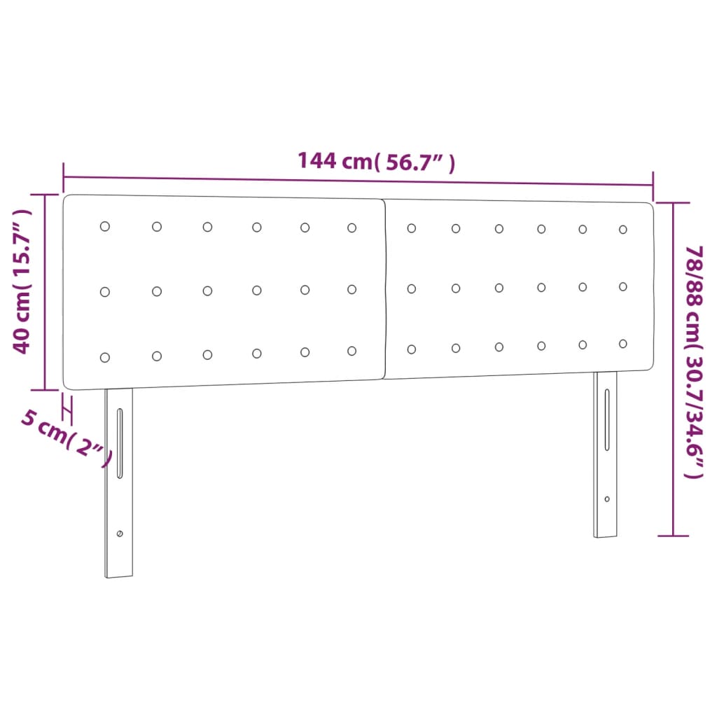 Testiera a LED Rosa 144x5x78/88 cm in Velluto 3122099