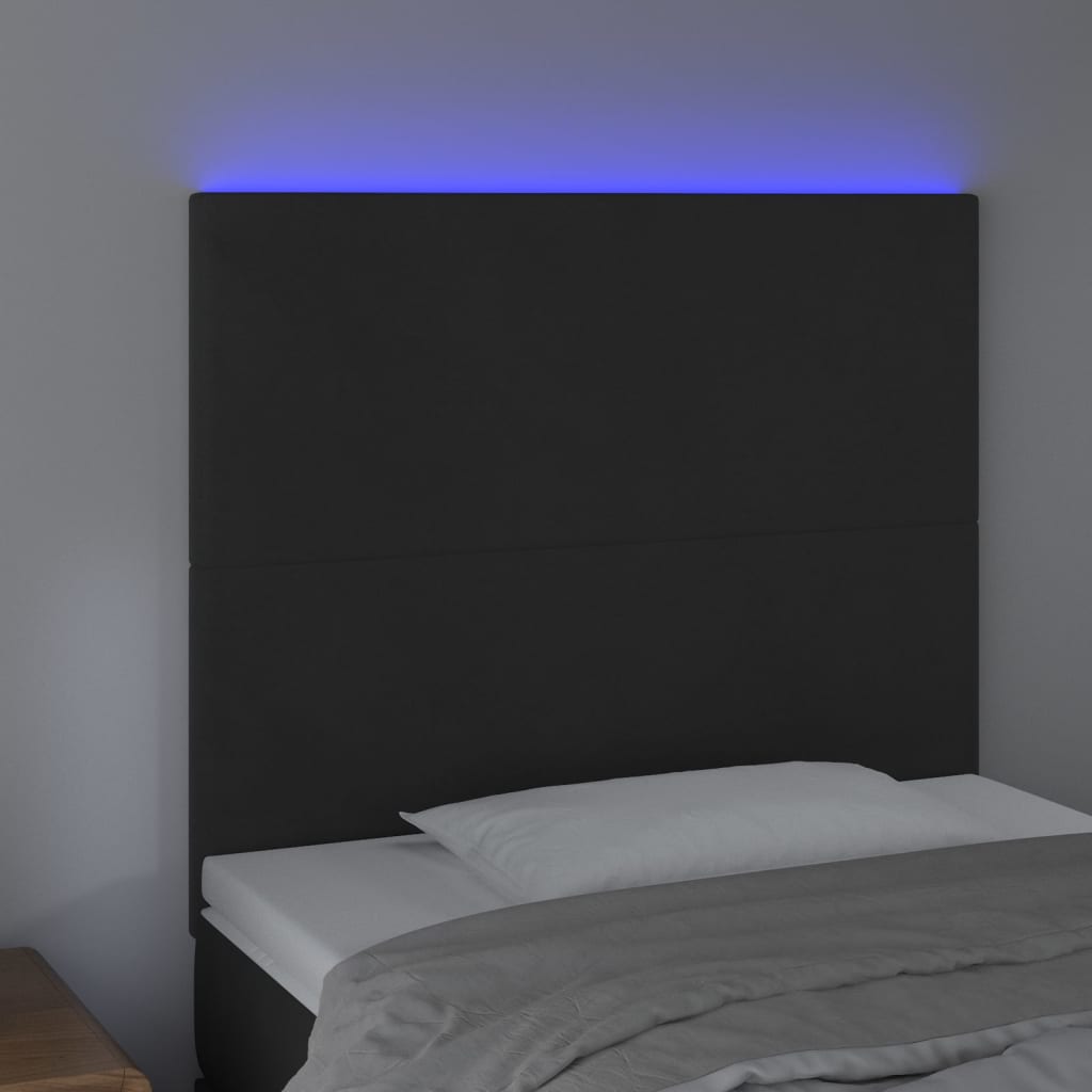 Testiera a LED nero 90x5x118/128 cm in Velluto 3122182