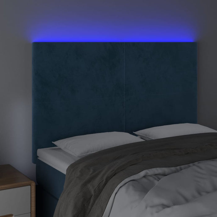 Testiera a LED Blu Scuro 144x5x118/128 cm in Velluto 3122196