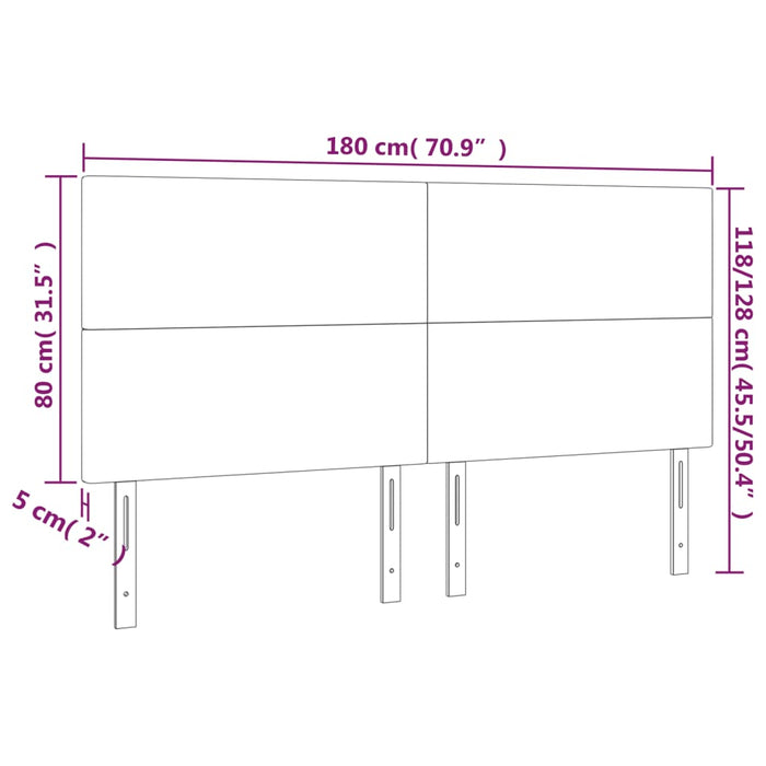 Testiera a LED Grigio Chiaro 180x5x118/128 cm in Velluto 3122204