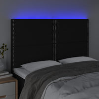 Testiera a LED Nera 144x5x118/128 cm in Tessuto 3122284