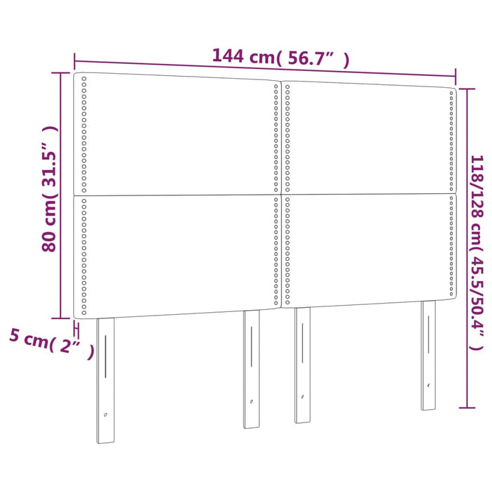 Testiera a LED Nera 144x5x118/128 cm in Tessuto cod mxl 47571