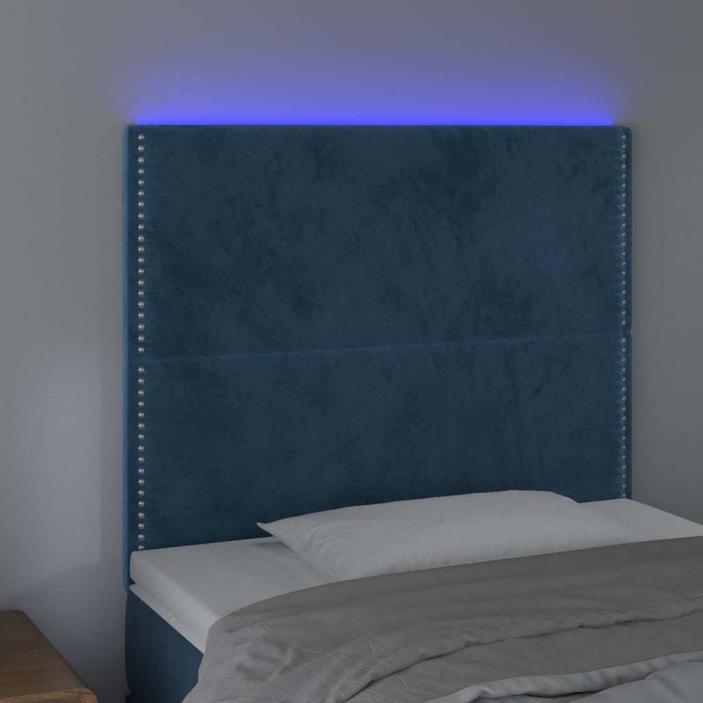 Testiera a LED Blu Scuro 100x5x118/128 cm in Velluto cod mxl 48173