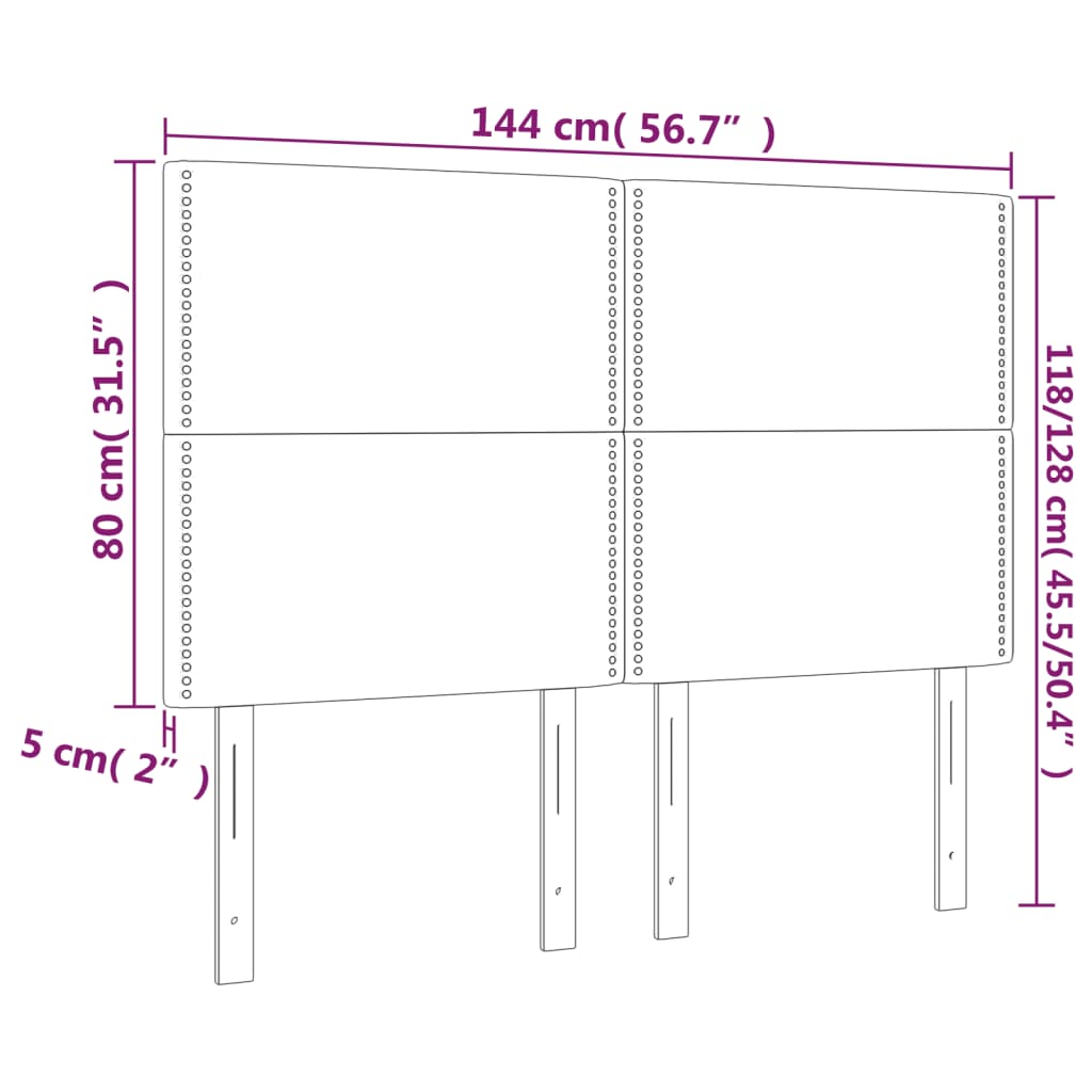 Testiera a LED Grigio Chiaro 144x5x118/128 cm in Velluto cod mxl 49571