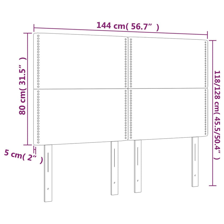 Testiera a LED Grigio Scuro 144x5x118/128cm in Velluto cod mxl 47780