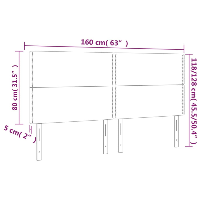 Testiera a LED GrigioScuro 160x5x118/128cm in Velluto cod mxl 48249