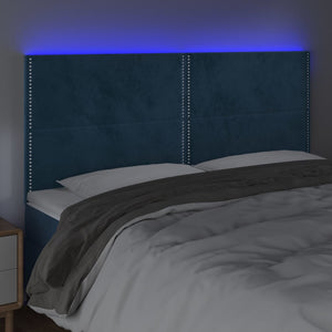 Testiera a LED Blu Scuro 180x5x118/128 cm in Velluto cod mxl 47622