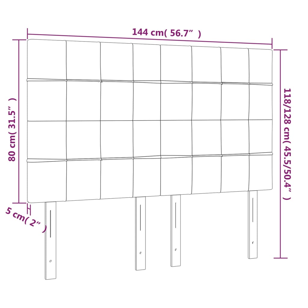 Testiera a LED Grigio Chiaro 144x5x118/128 cm in Tessuto 3122422