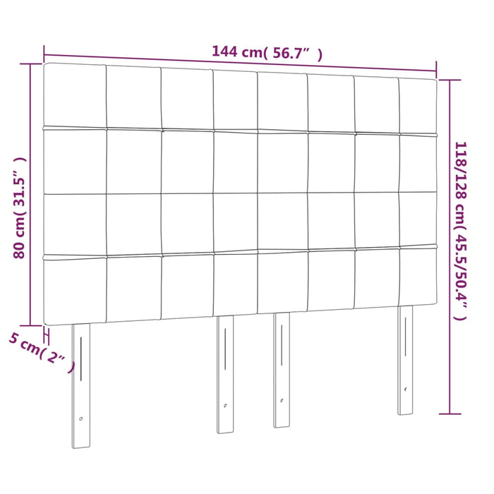 Testiera a LED Grigio Chiaro 144x5x118/128 cm in Tessuto 3122422