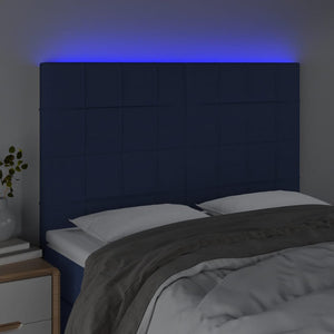 Testiera a LED Blu 144x5x118/128 cm in Tessuto 3122428