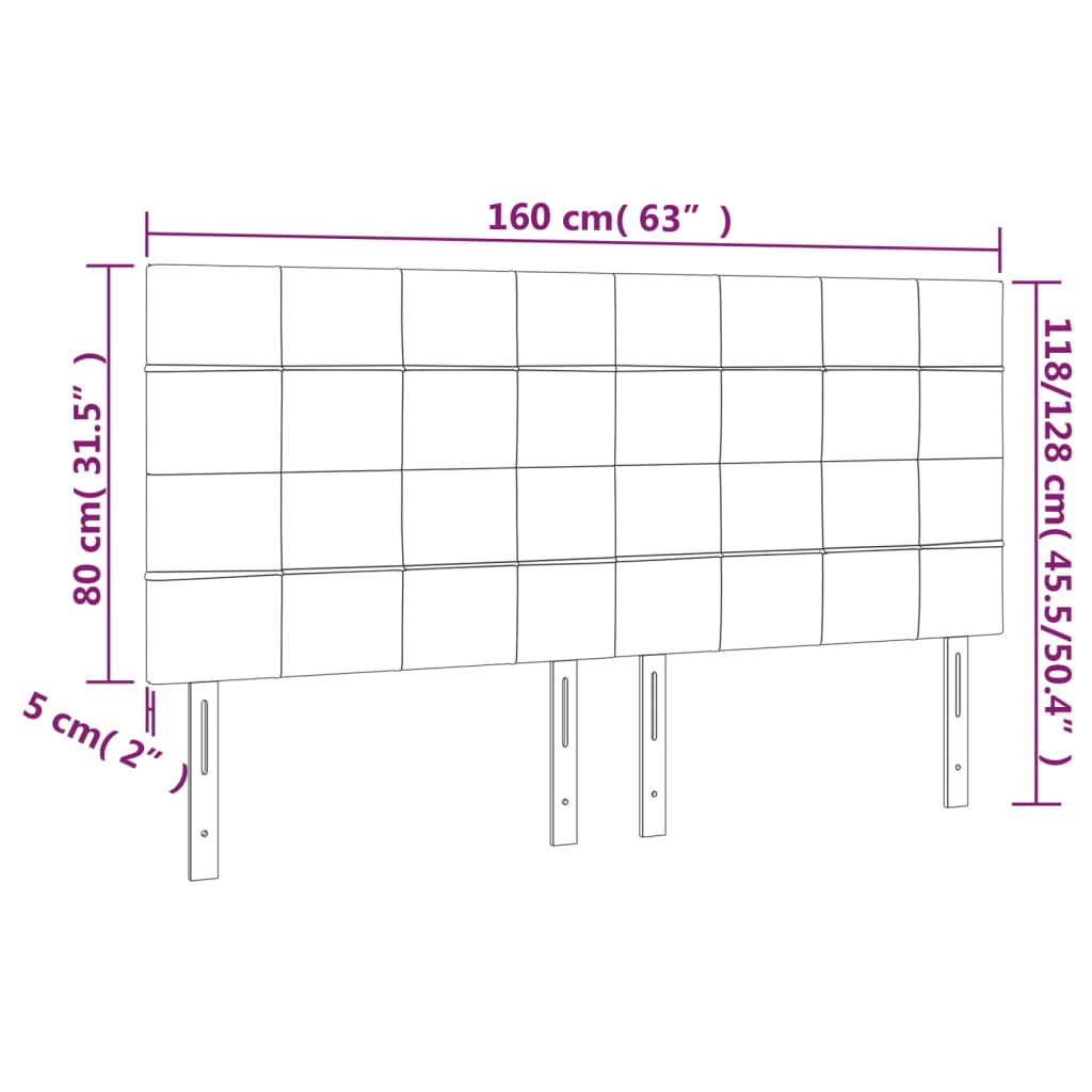 Testiera a LED Marrone Scuro 160x5x118/128 cm in Tessuto 3122433