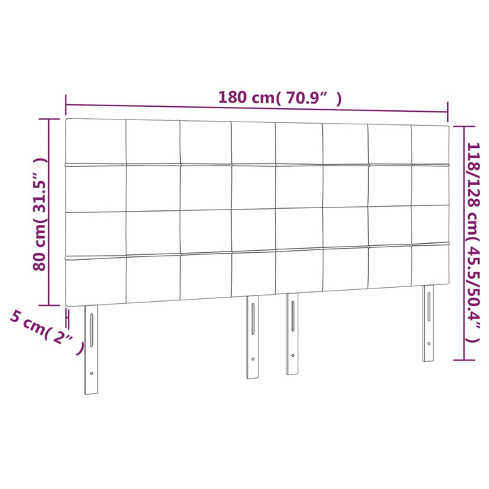 Testiera a LED Crema 180x5x118/128 cm in Tessuto 3122443