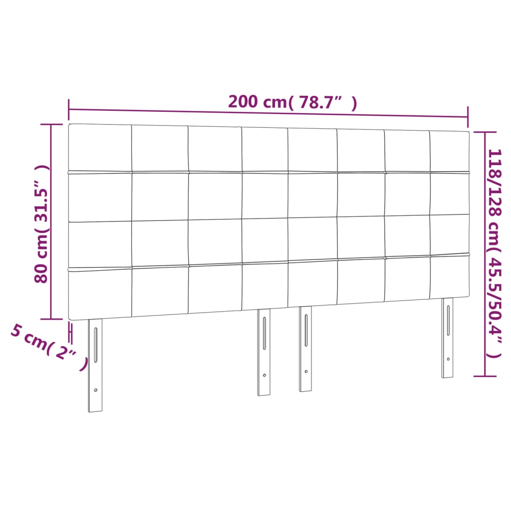 Testiera a LED nero 200x5x118/128cm in Tessuto cod mxl 51939