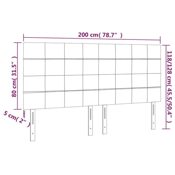 Testiera a LED nero 200x5x118/128cm in Tessuto cod mxl 51939