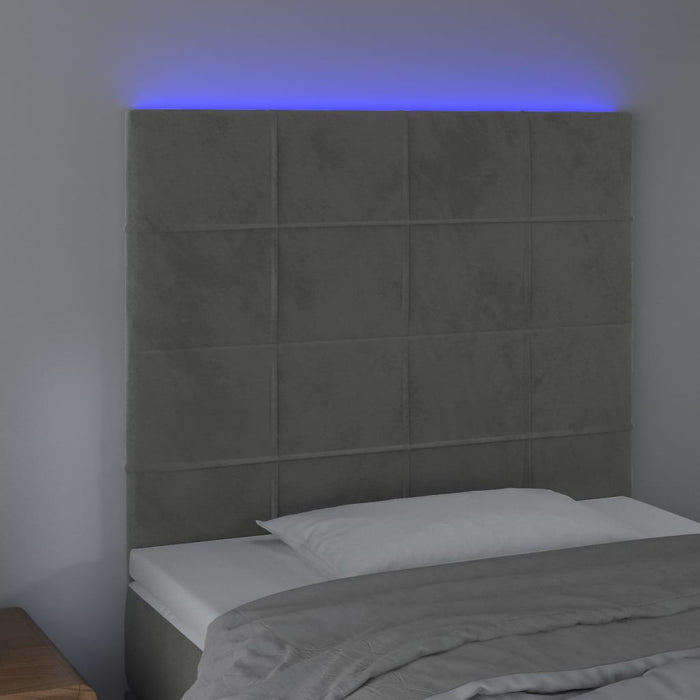 Testiera a LED Grigio Chiaro 80x5x118/128 cm in Velluto cod mxl 47347