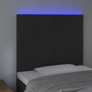 Testiera a LED Nera 80x5x118/128 cm in Velluto 3122456