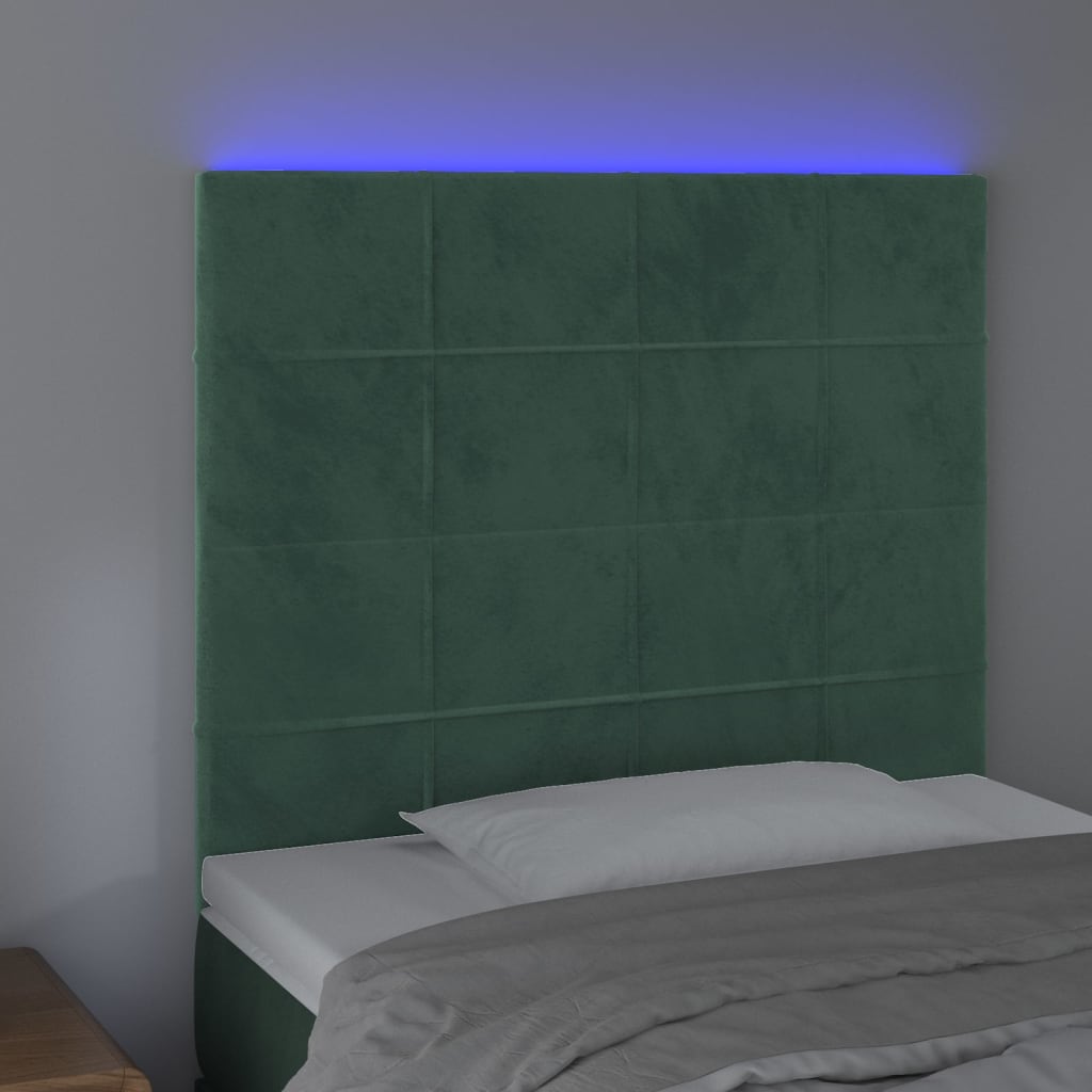 Testiera a LED verde Scuro 80x5x118/128 cm in Velluto 3122457