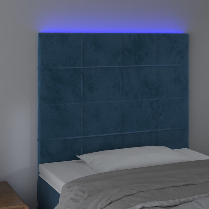 Testiera a LED Blu Scuro 90x5x118/128 cm in Velluto cod mxl 51124