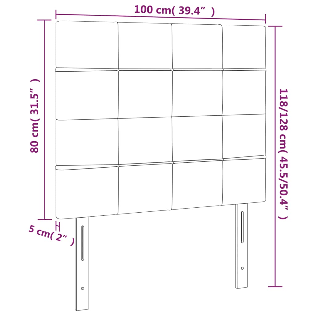 Testiera a LED Blu Scuro 100x5x118/128 cm in Velluto 3122470