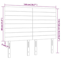 Testiera a LED Tortora 144x5x118/128 cm in Tessuto 3122566