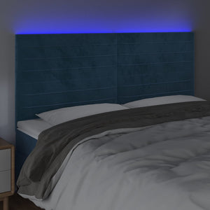 Testiera a LED Blu Scuro 180x5x118/128 cm in Velluto 3122628