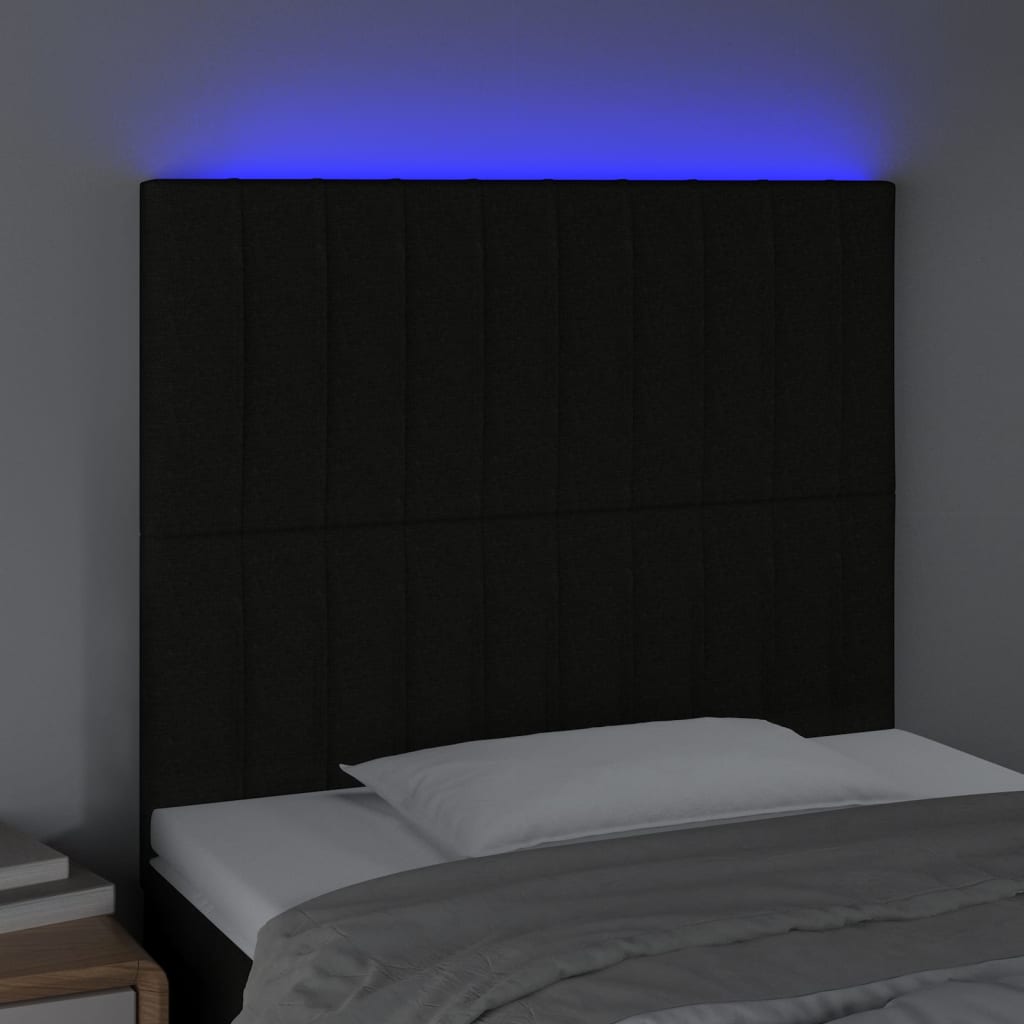 Testiera a LED nero 90x5x118/128 cm in Tessuto 3122646