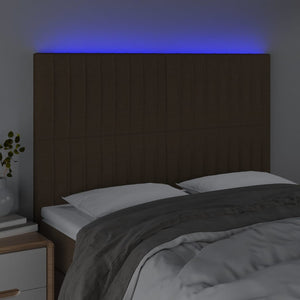 Testiera a LED Marrone Scuro 144x5x118/128 cm in Tessuto 3122663