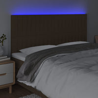 Testiera a LED Marrone Scuro 180x5x118/128 cm in Tessuto 3122679