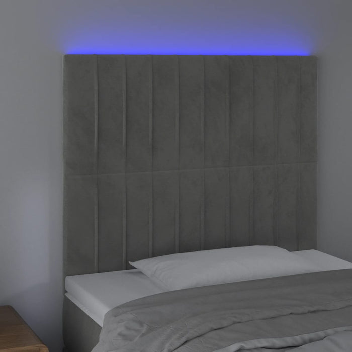 Testiera a LED Grigio Chiaro 100x5x118/128 cm in Velluto cod mxl 52714