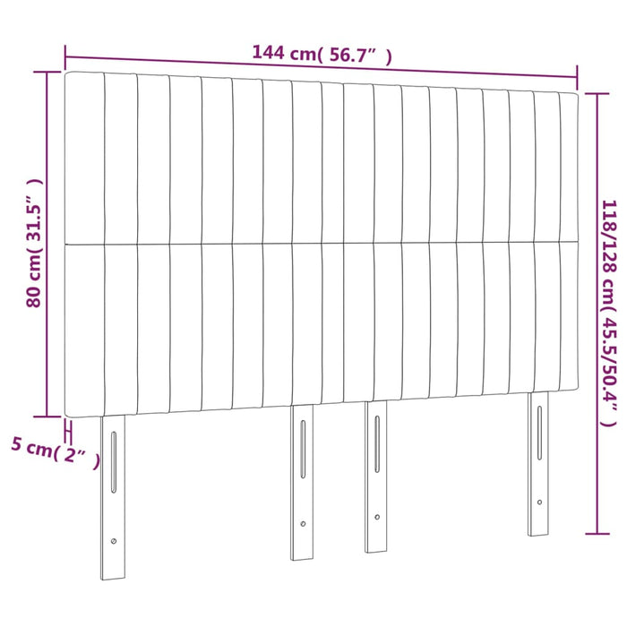 Testiera a LED Blu Scuro 144x5x118/128 cm in Velluto cod mxl 47948