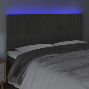 Testiera a LED GrigioScuro 180x5x118/128cm in Velluto cod mxl 66637