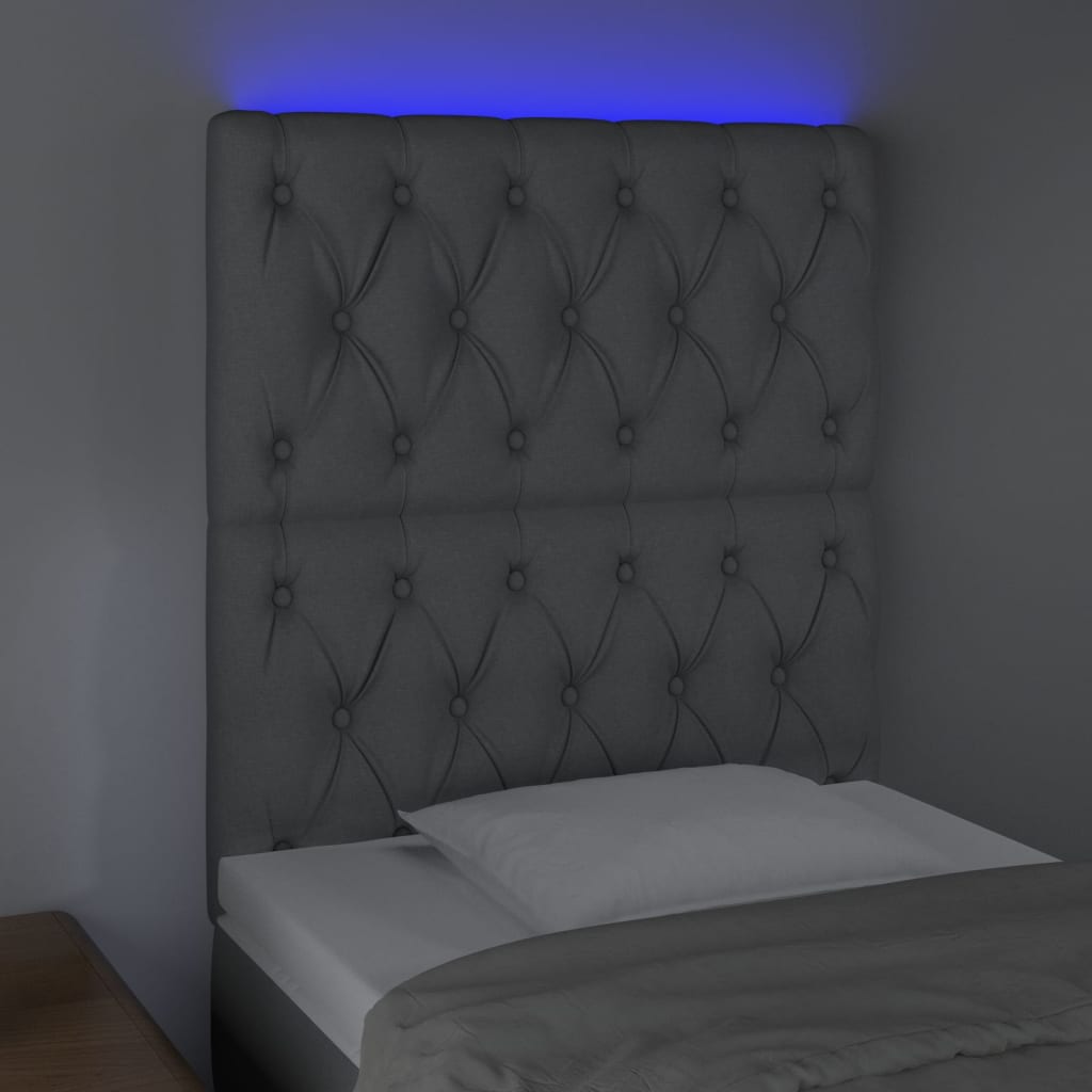 Testiera a LED Grigio Chiaro 80x7x118/128 cm in Tessuto cod mxl 48788