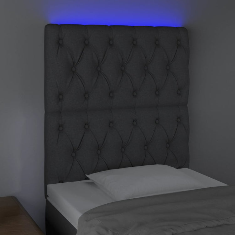 Testiera a LED Grigio Scuro 80x7x118/128 cm in Tessuto cod mxl 51362