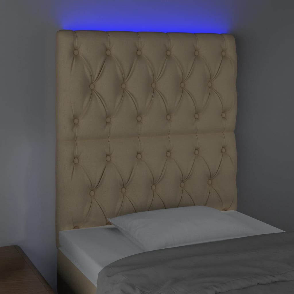 Testiera a LED Crema 80x7x118/128 cm in Tessuto cod mxl 47585