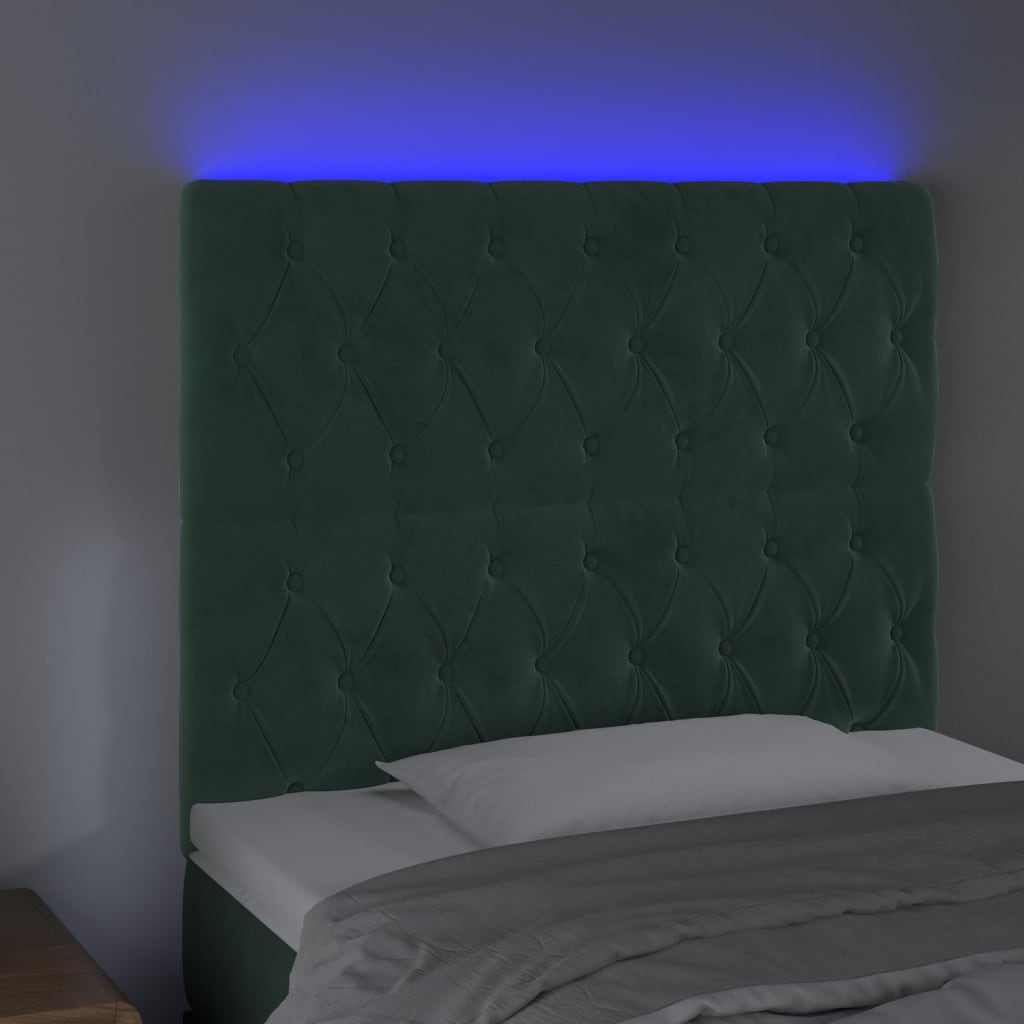 Testiera a LED Verde Scuro 90x7x118/128cm in Velluto cod mxl 70824