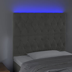 Testiera a LED Grigio Chiaro 100x7x118/128 cm in Velluto 3122802