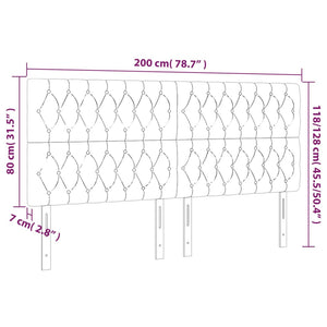 Testiera a LED Nera 200x7x118/128cm in Velluto 3122828