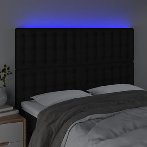 Testiera a LED Nera 144x5x118/128 cm in Tessuto 3122858