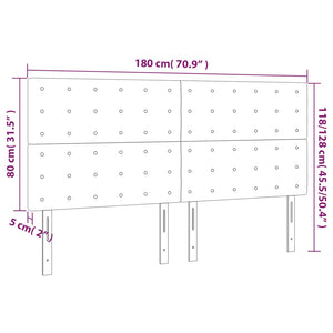 Testiera a LED Nera 180x5x118/128 cm in Tessuto 3122874