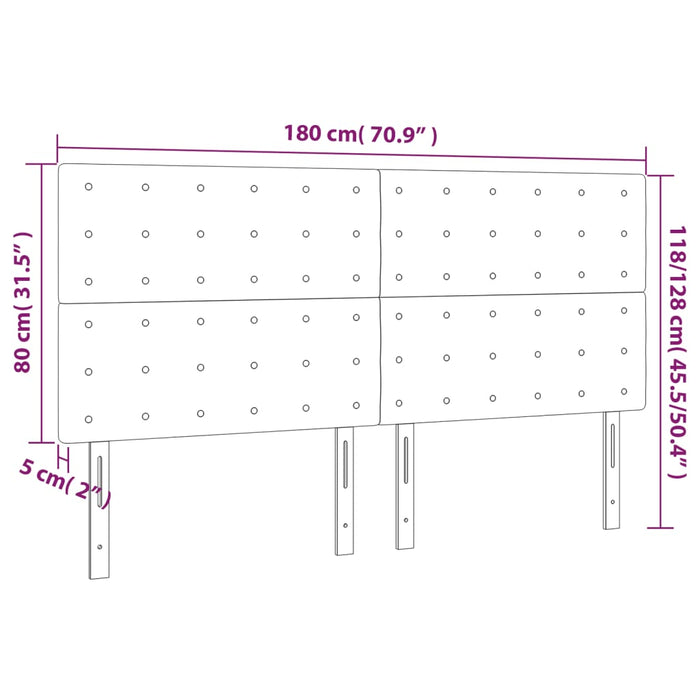 Testiera a LED Tortora 180x5x118/128 cm in Tessuto cod mxl 52574