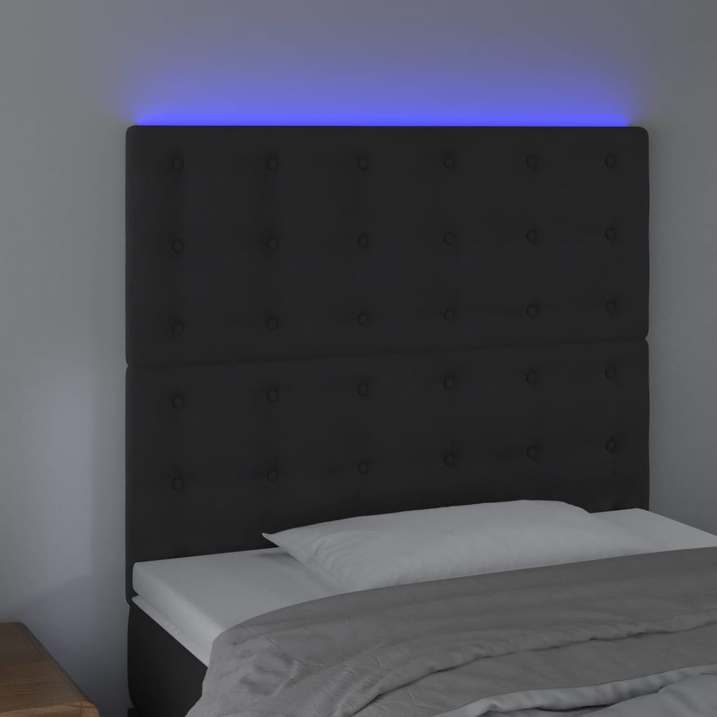 Testiera a LED nero 90x5x118/128 cm in Velluto 3122896