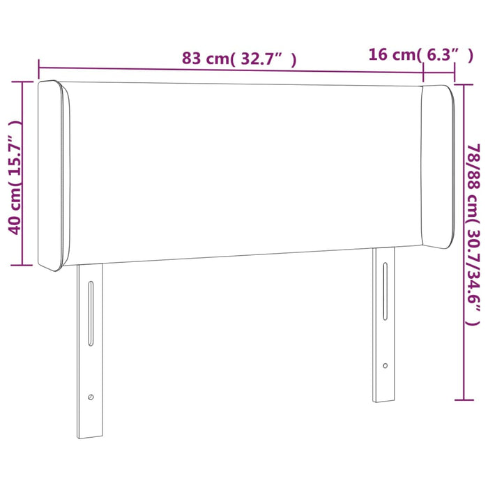 Testiera a LED Nera 83x16x78/88 cm in Tessuto cod mxl 36247