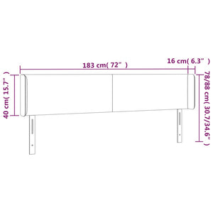 Testiera a LED Rosa 183x16x78/88 cm in Velluto 3123021