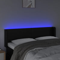 Testiera a LED Nera 147x16x78/88 cm in Similpelle 3123046