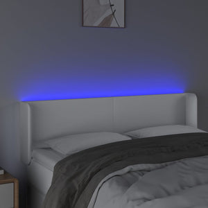 Testiera a LED Bianca 147x16x78/88 cm in Similpelle 3123047